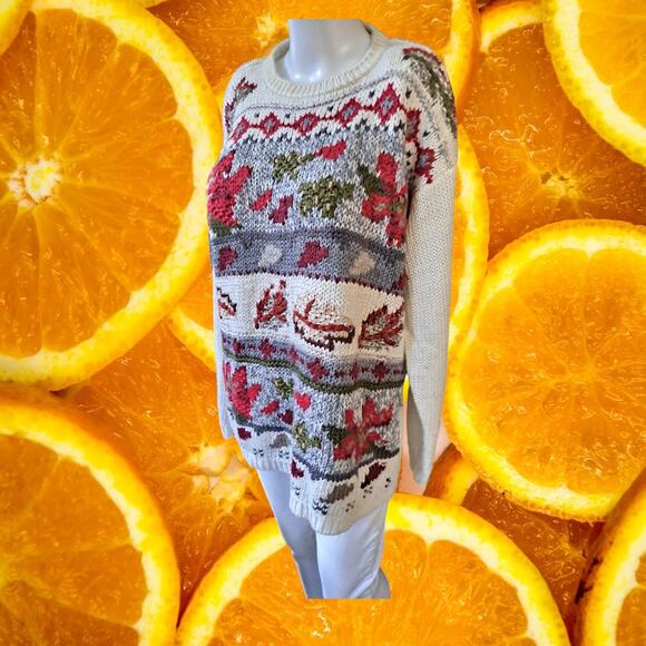 VTG New Concepts White Knit Sweater‎ with Design Size Medium - Picture 2 of 7